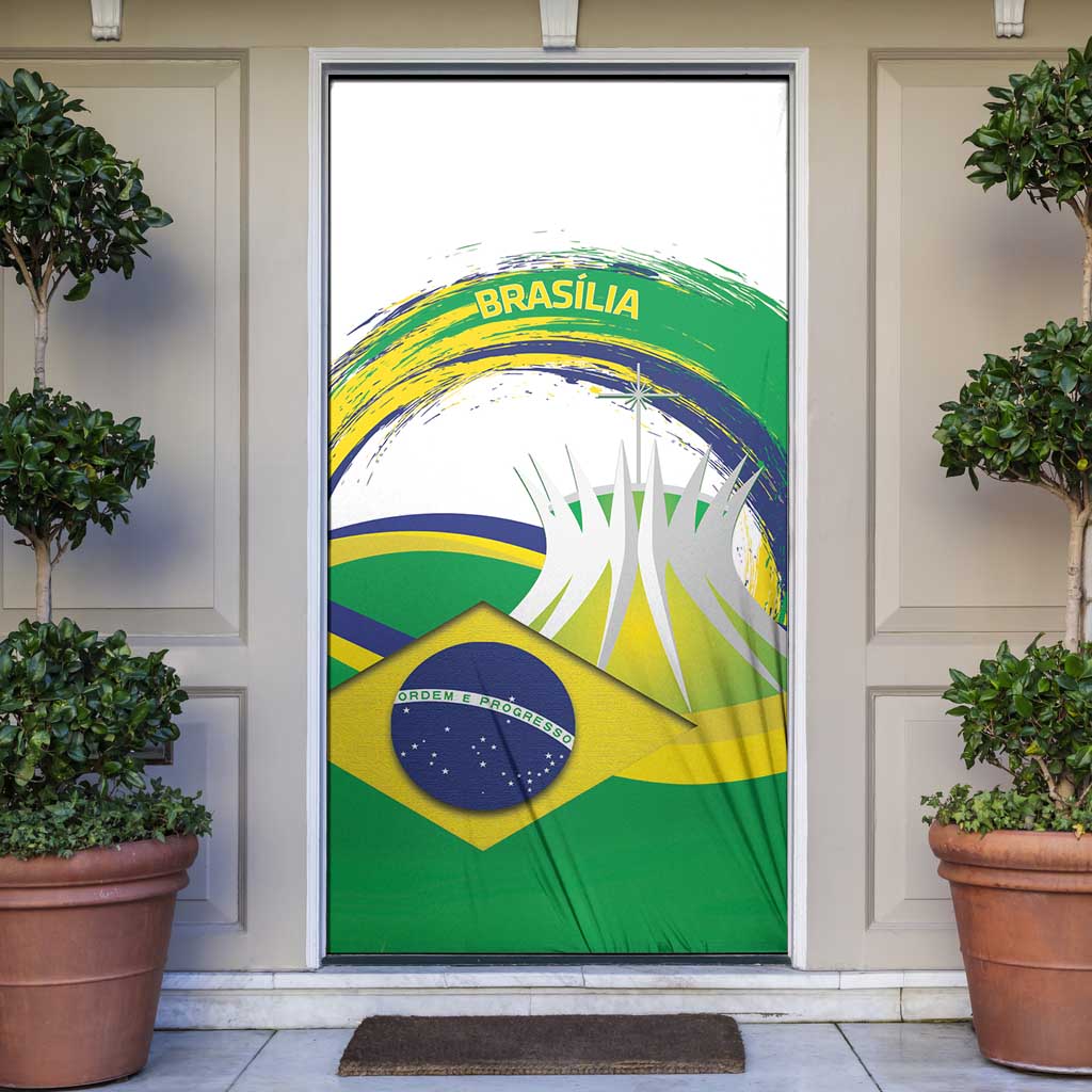 Brasilia Capital Door Cover Brazil Flag Metropolitan Cathedral - Wonder Print Shop