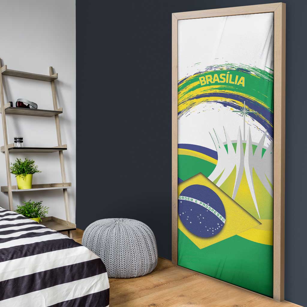 Brasilia Capital Door Cover Brazil Flag Metropolitan Cathedral - Wonder Print Shop