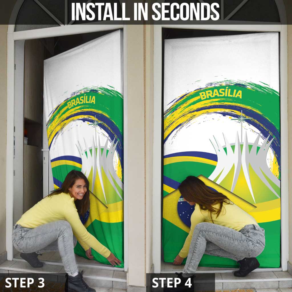 Brasilia Capital Door Cover Brazil Flag Metropolitan Cathedral - Wonder Print Shop