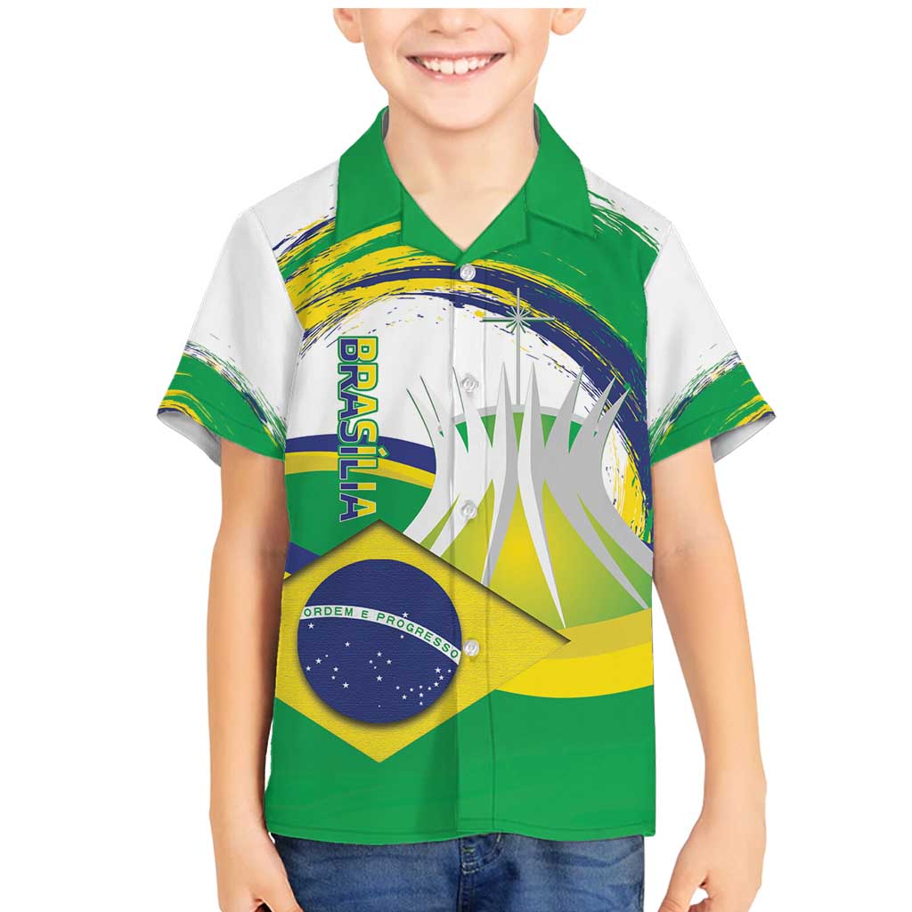 Brasilia Capital Family Matching Mermaid Dress and Hawaiian Shirt Brazil Flag Metropolitan Cathedral - Wonder Print Shop
