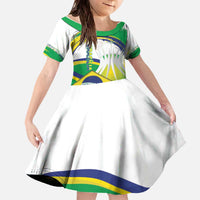 Brasilia Capital Family Matching Off The Shoulder Long Sleeve Dress and Hawaiian Shirt Brazil Flag Metropolitan Cathedral - Wonder Print Shop