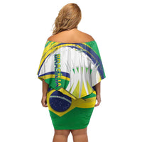 Brasilia Capital Family Matching Off Shoulder Short Dress and Hawaiian Shirt Brazil Flag Metropolitan Cathedral - Wonder Print Shop