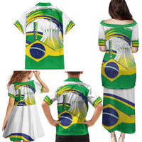 Brasilia Capital Family Matching Puletasi and Hawaiian Shirt Brazil Flag Metropolitan Cathedral - Wonder Print Shop