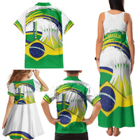 Brasilia Capital Family Matching Tank Maxi Dress and Hawaiian Shirt Brazil Flag Metropolitan Cathedral - Wonder Print Shop