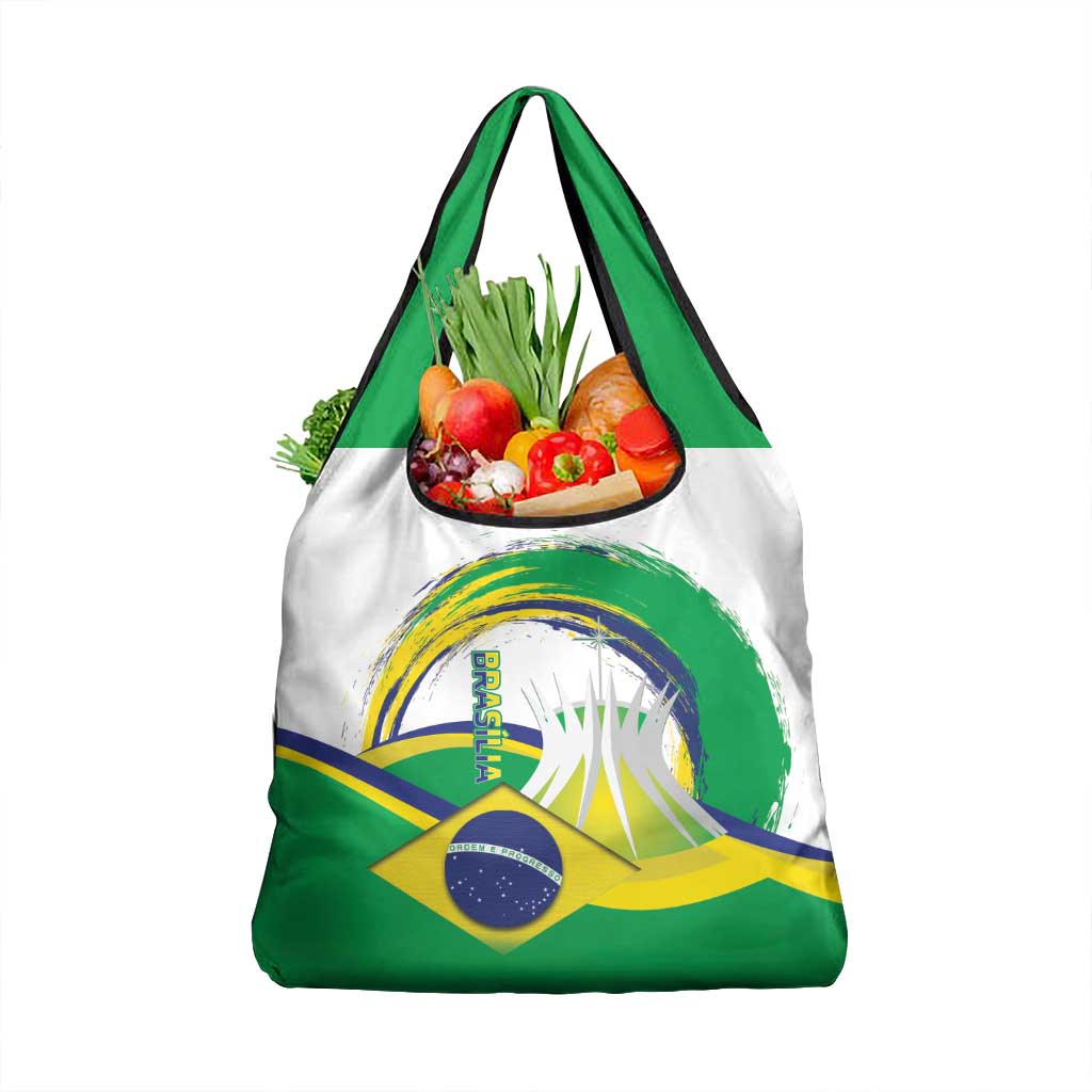 Brasilia Capital Grocery Bag Brazil Flag Metropolitan Cathedral - Wonder Print Shop