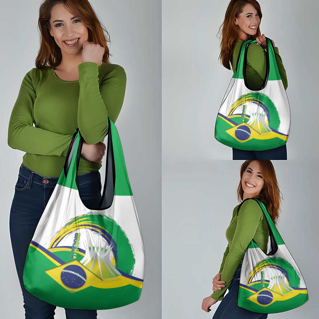 Brasilia Capital Grocery Bag Brazil Flag Metropolitan Cathedral - Wonder Print Shop