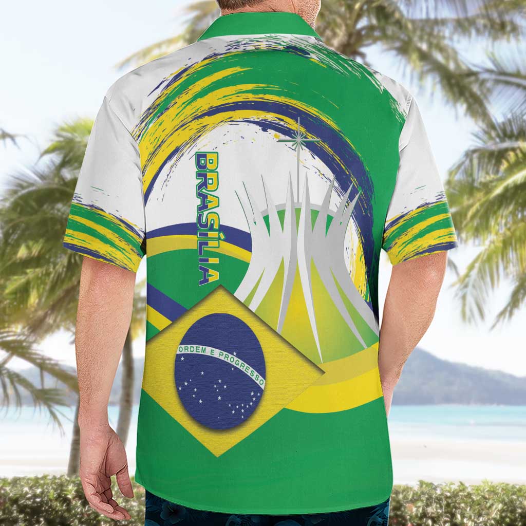 Brasilia Capital Hawaiian Shirt Brazil Flag Metropolitan Cathedral - Wonder Print Shop