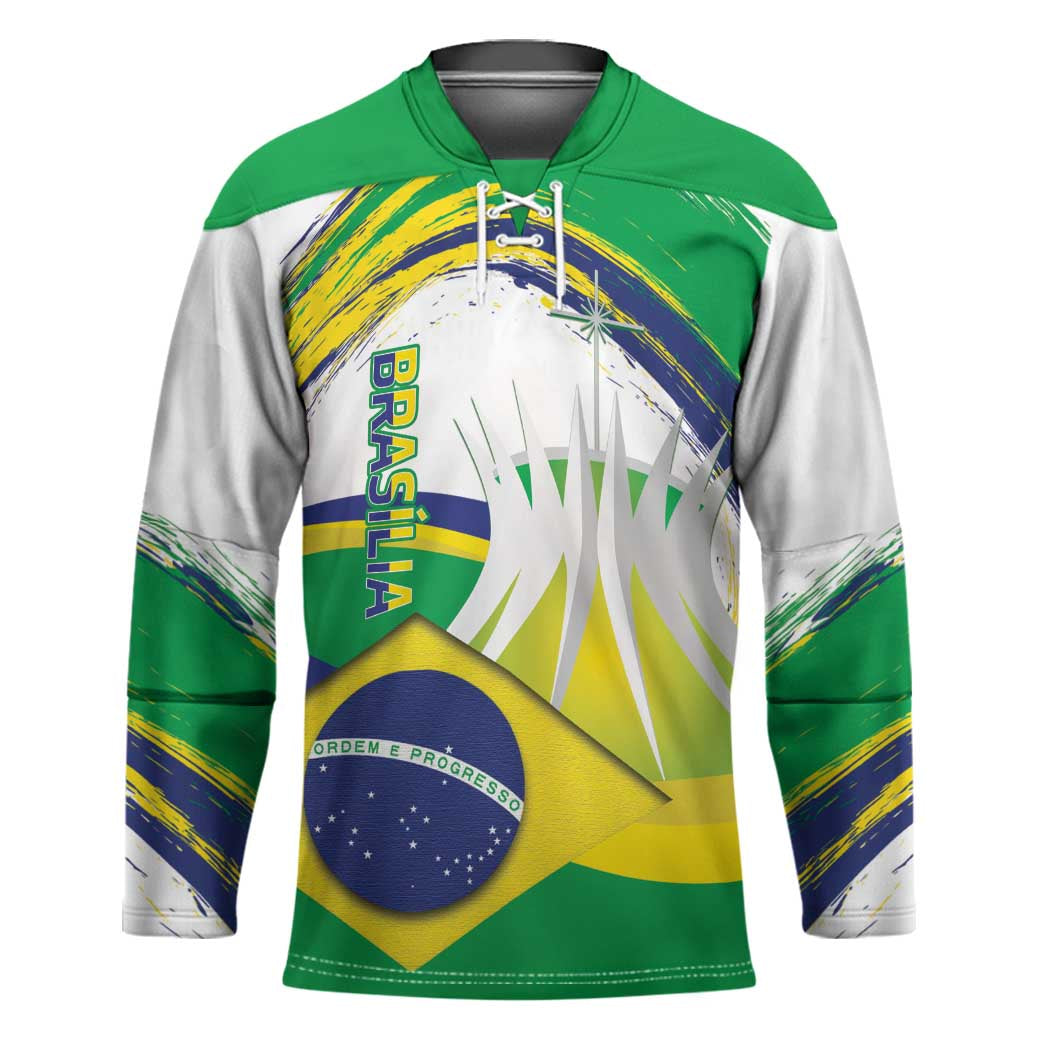 Brasilia Capital Hockey Jersey Brazil Flag Metropolitan Cathedral - Wonder Print Shop