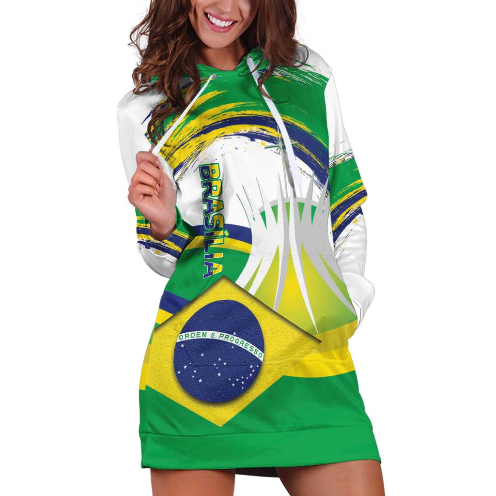 Brasilia Capital Hoodie Dress Brazil Flag Metropolitan Cathedral - Wonder Print Shop