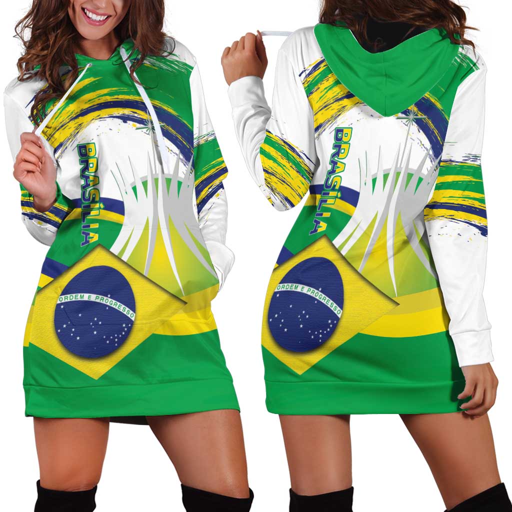 Brasilia Capital Hoodie Dress Brazil Flag Metropolitan Cathedral - Wonder Print Shop