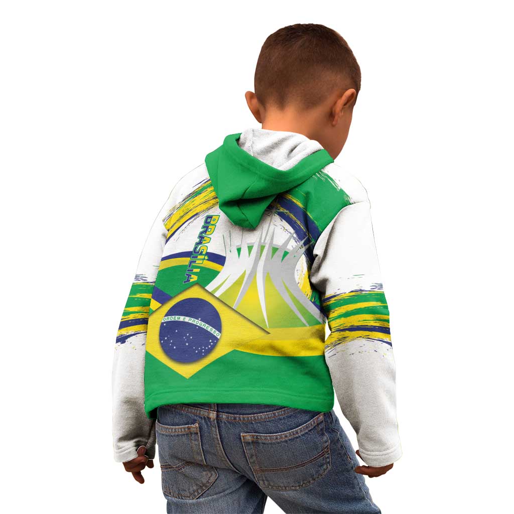 Brasilia Capital Kid Hoodie Brazil Flag Metropolitan Cathedral - Wonder Print Shop