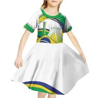 Brasilia Capital Kid Short Sleeve Dress Brazil Flag Metropolitan Cathedral - Wonder Print Shop