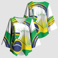 Brasilia Capital Kimono Sleeve Blouse Brazil Flag Metropolitan Cathedral - Wonder Print Shop