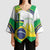Brasilia Capital Kimono Sleeve Blouse Brazil Flag Metropolitan Cathedral - Wonder Print Shop