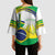 Brasilia Capital Kimono Sleeve Blouse Brazil Flag Metropolitan Cathedral - Wonder Print Shop