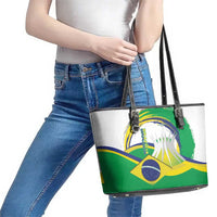 Brasilia Capital Leather Tote Bag Brazil Flag Metropolitan Cathedral - Wonder Print Shop