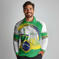 Brasilia Capital Long Sleeve Polo Shirt Brazil Flag Metropolitan Cathedral - Wonder Print Shop