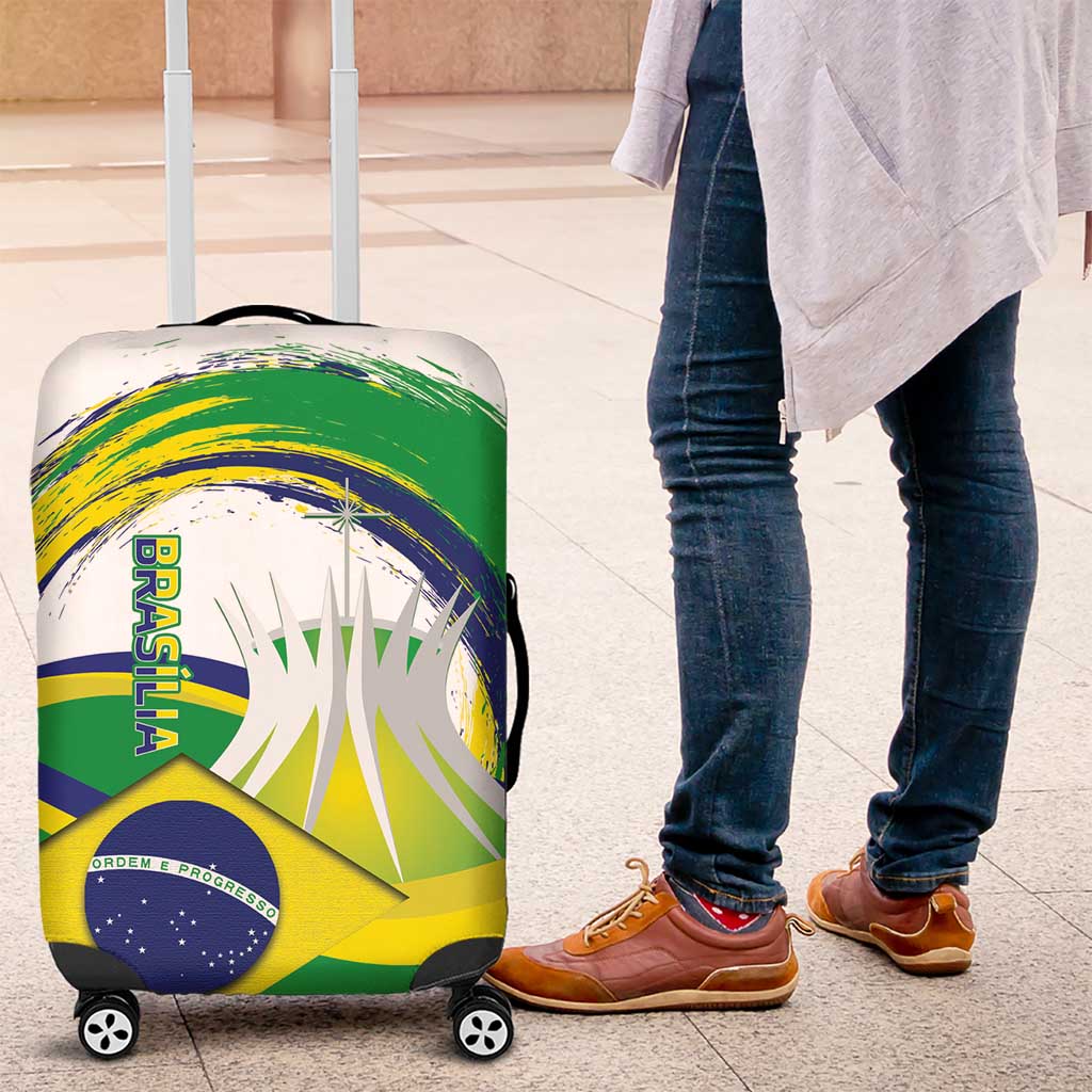 Brasilia Capital Luggage Cover Brazil Flag Metropolitan Cathedral - Wonder Print Shop