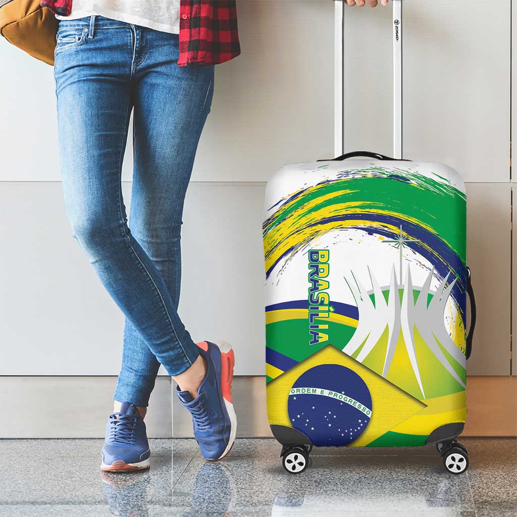 Brasilia Capital Luggage Cover Brazil Flag Metropolitan Cathedral - Wonder Print Shop