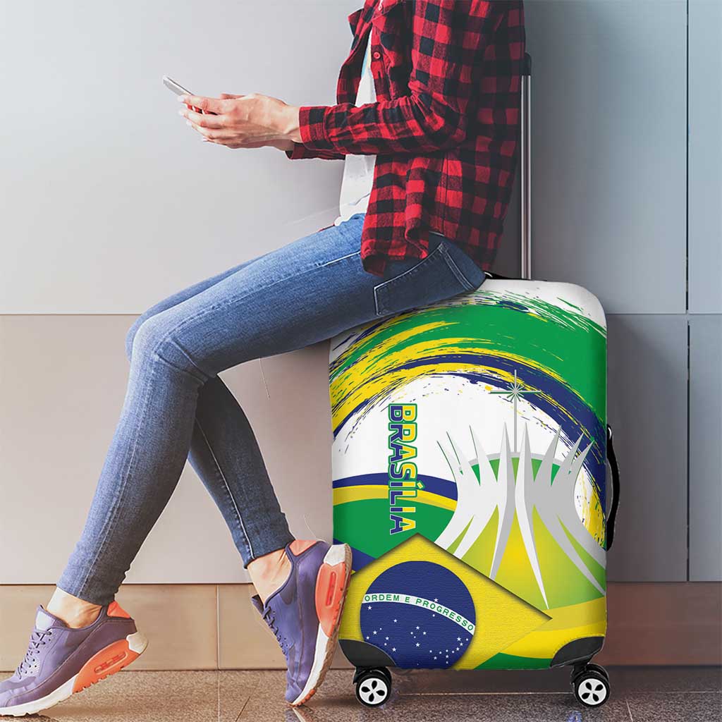 Brasilia Capital Luggage Cover Brazil Flag Metropolitan Cathedral - Wonder Print Shop