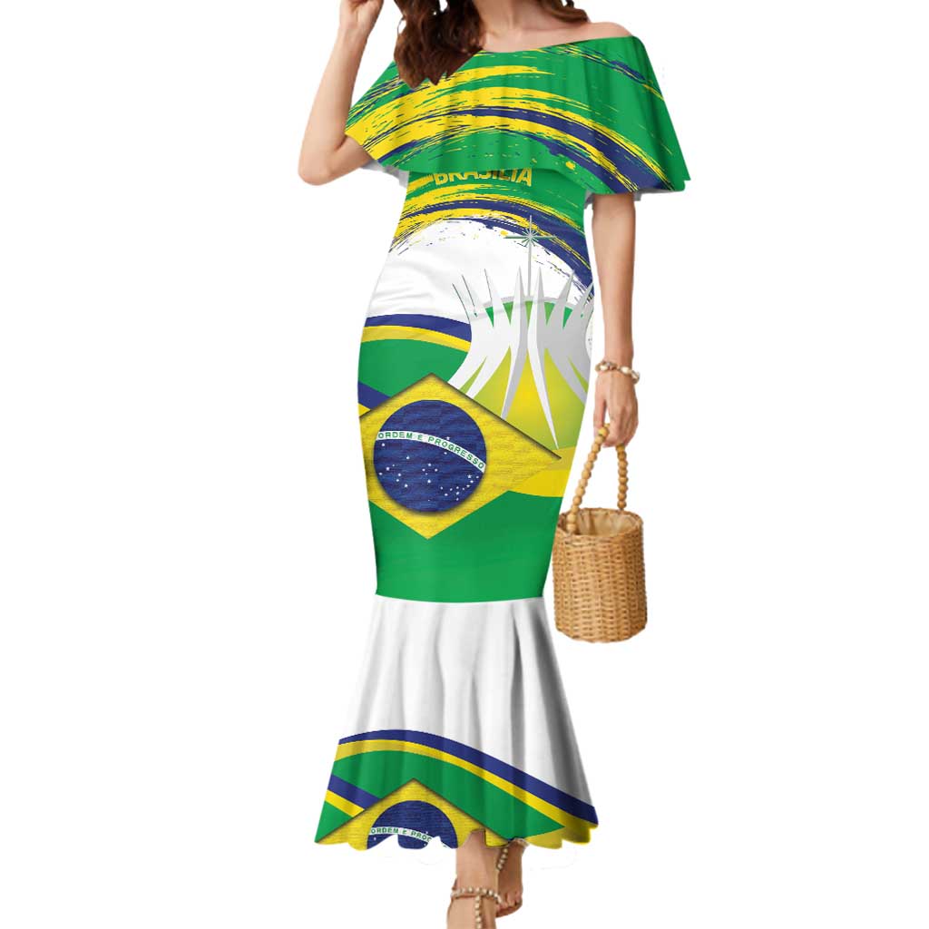 Brasilia Capital Mermaid Dress Brazil Flag Metropolitan Cathedral - Wonder Print Shop