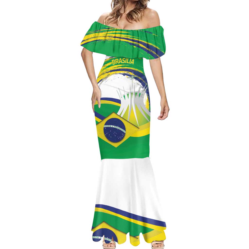 Brasilia Capital Mermaid Dress Brazil Flag Metropolitan Cathedral - Wonder Print Shop