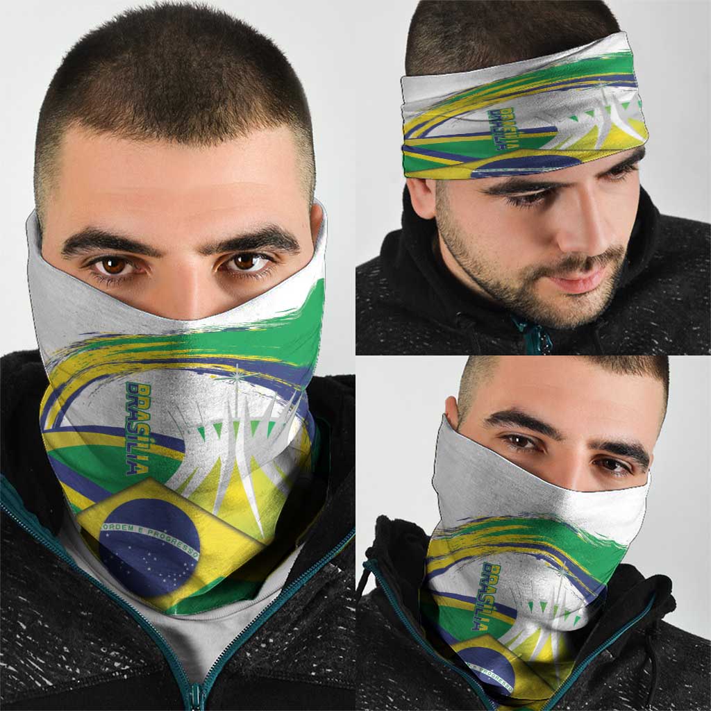 Brasilia Capital Neck Gaiter Brazil Flag Metropolitan Cathedral - Wonder Print Shop