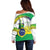 Brasilia Capital Off Shoulder Sweater Brazil Flag Metropolitan Cathedral - Wonder Print Shop