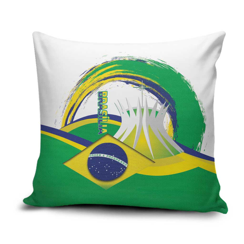 Brasilia Capital Pillow Cover Brazil Flag Metropolitan Cathedral - Wonder Print Shop