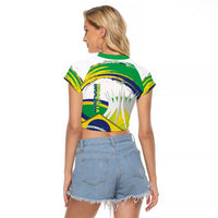 Brasilia Capital Raglan Cropped T Shirt Brazil Flag Metropolitan Cathedral - Wonder Print Shop