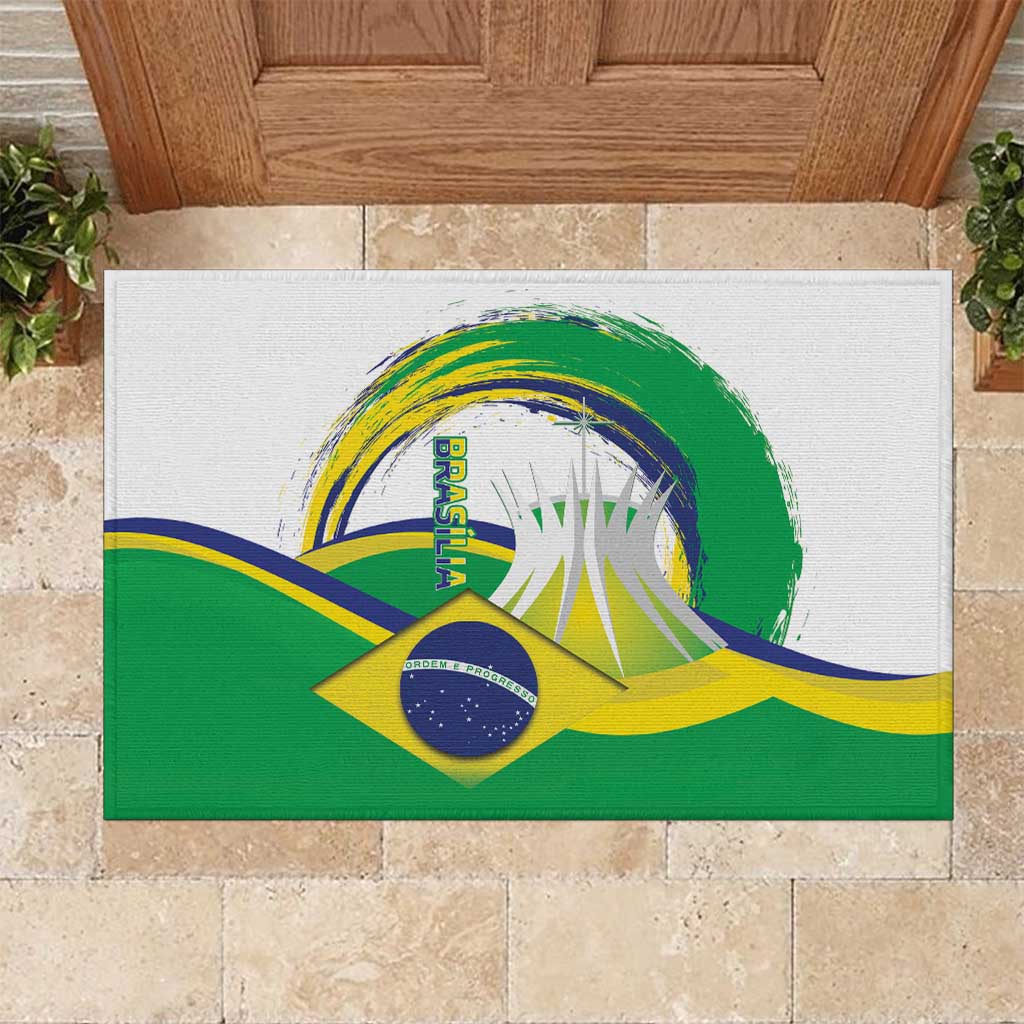 Brasilia Capital Rubber Doormat Brazil Flag Metropolitan Cathedral - Wonder Print Shop