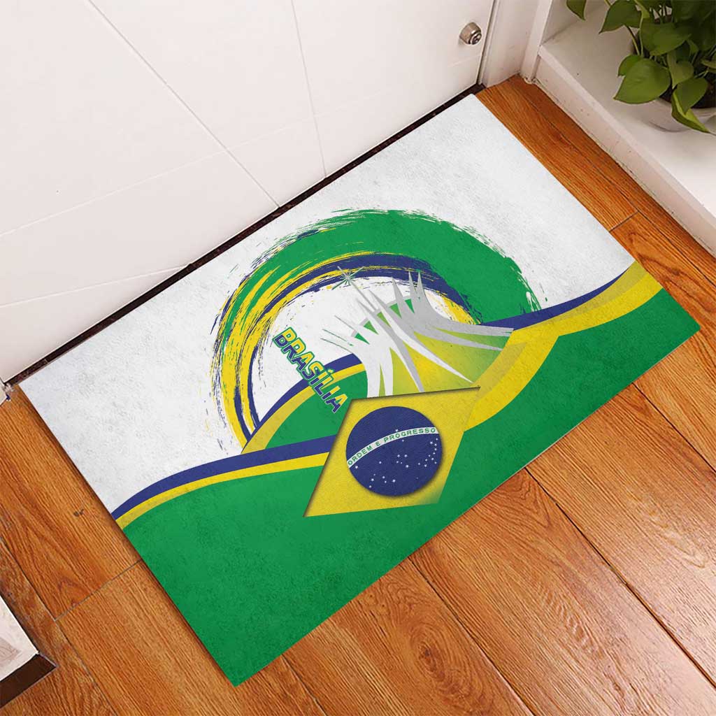Brasilia Capital Rubber Doormat Brazil Flag Metropolitan Cathedral - Wonder Print Shop