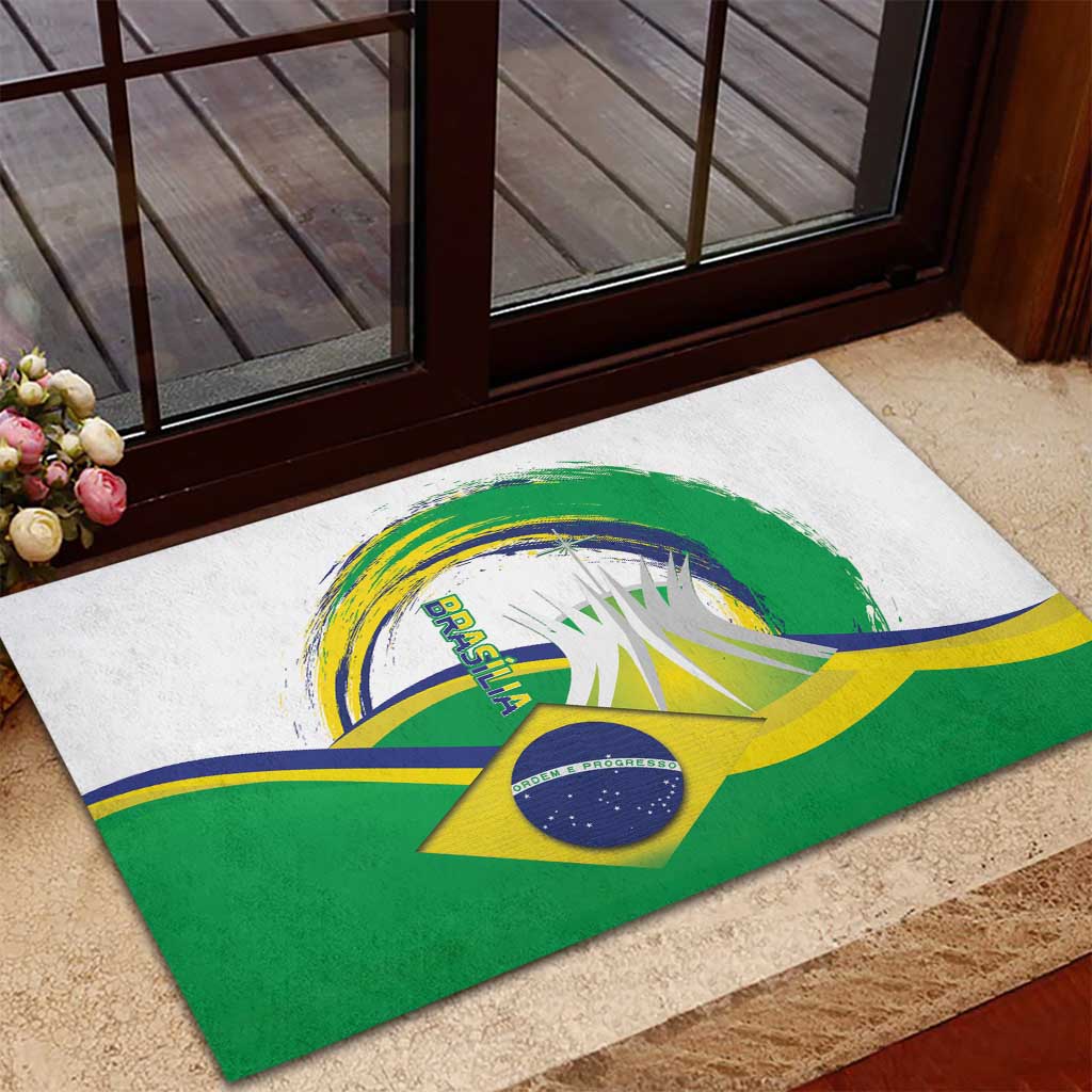 Brasilia Capital Rubber Doormat Brazil Flag Metropolitan Cathedral - Wonder Print Shop