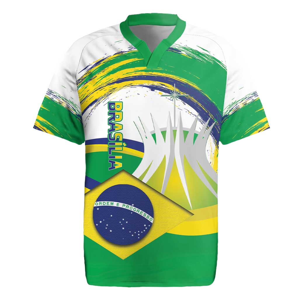 Brasilia Capital Rugby Jersey Brazil Flag Metropolitan Cathedral - Wonder Print Shop
