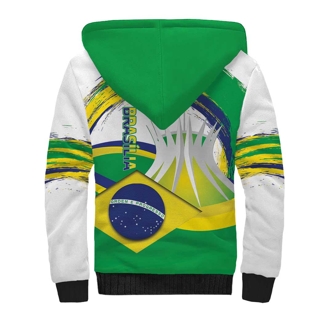 Brasilia Capital Sherpa Hoodie Brazil Flag Metropolitan Cathedral - Wonder Print Shop