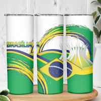 Brasilia Capital Skinny Tumbler Brazil Flag Metropolitan Cathedral - Wonder Print Shop