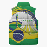 Brasilia Capital Sleeveless Puffer Jacket Brazil Flag Metropolitan Cathedral - Wonder Print Shop