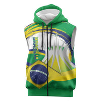 Brasilia Capital Sleeveless Zip Hoodie Brazil Flag Metropolitan Cathedral - Wonder Print Shop