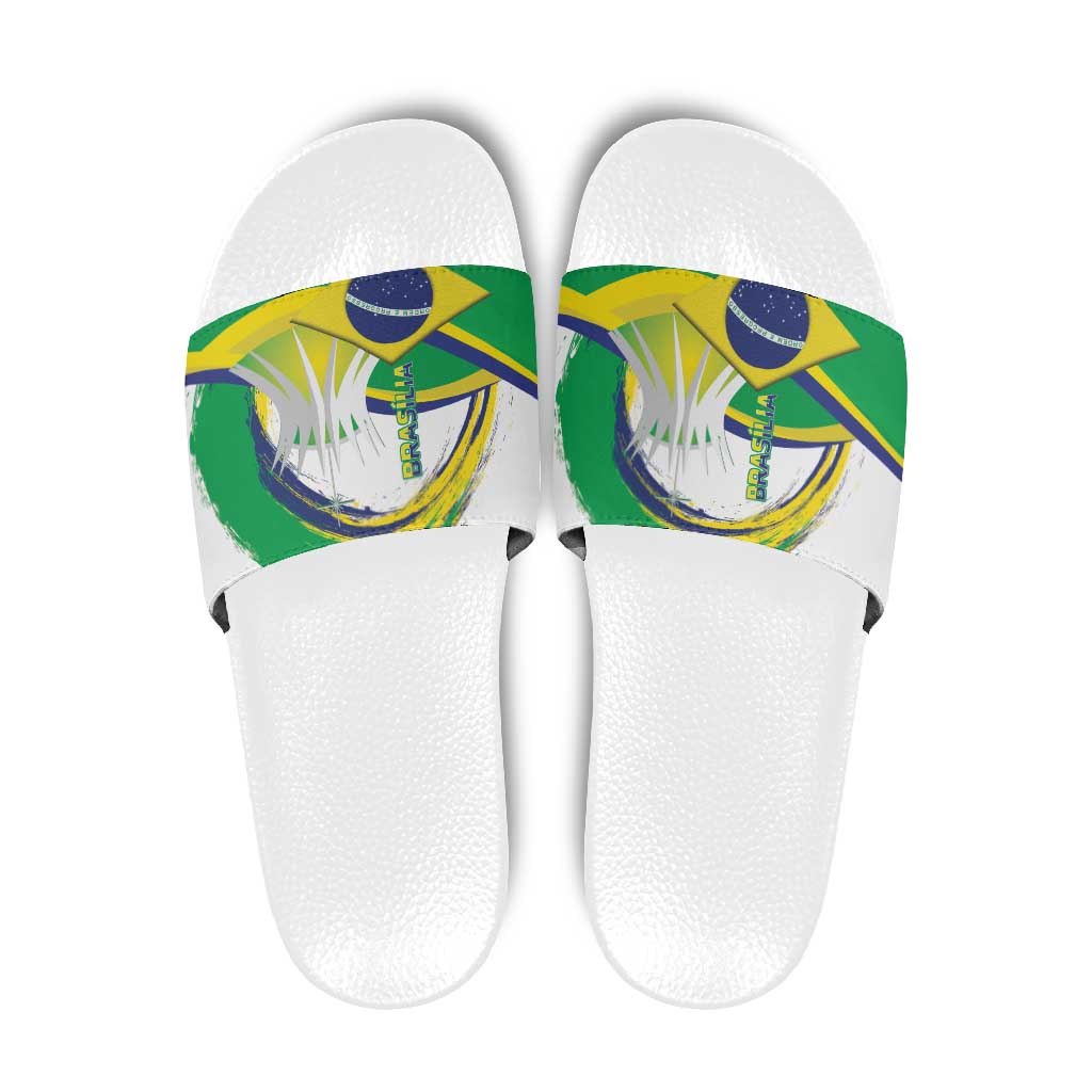 Brasilia Capital Slide Sandals Brazil Flag Metropolitan Cathedral - Wonder Print Shop