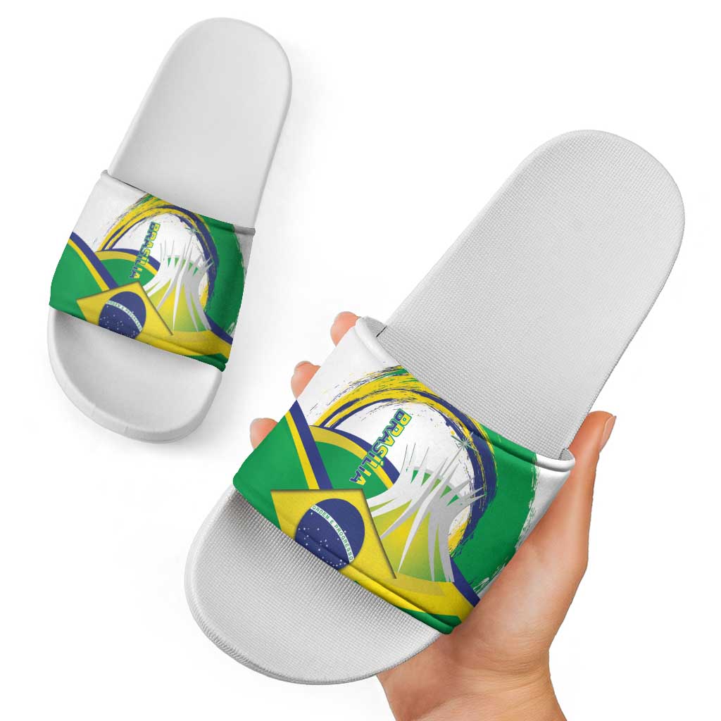 Brasilia Capital Slide Sandals Brazil Flag Metropolitan Cathedral - Wonder Print Shop