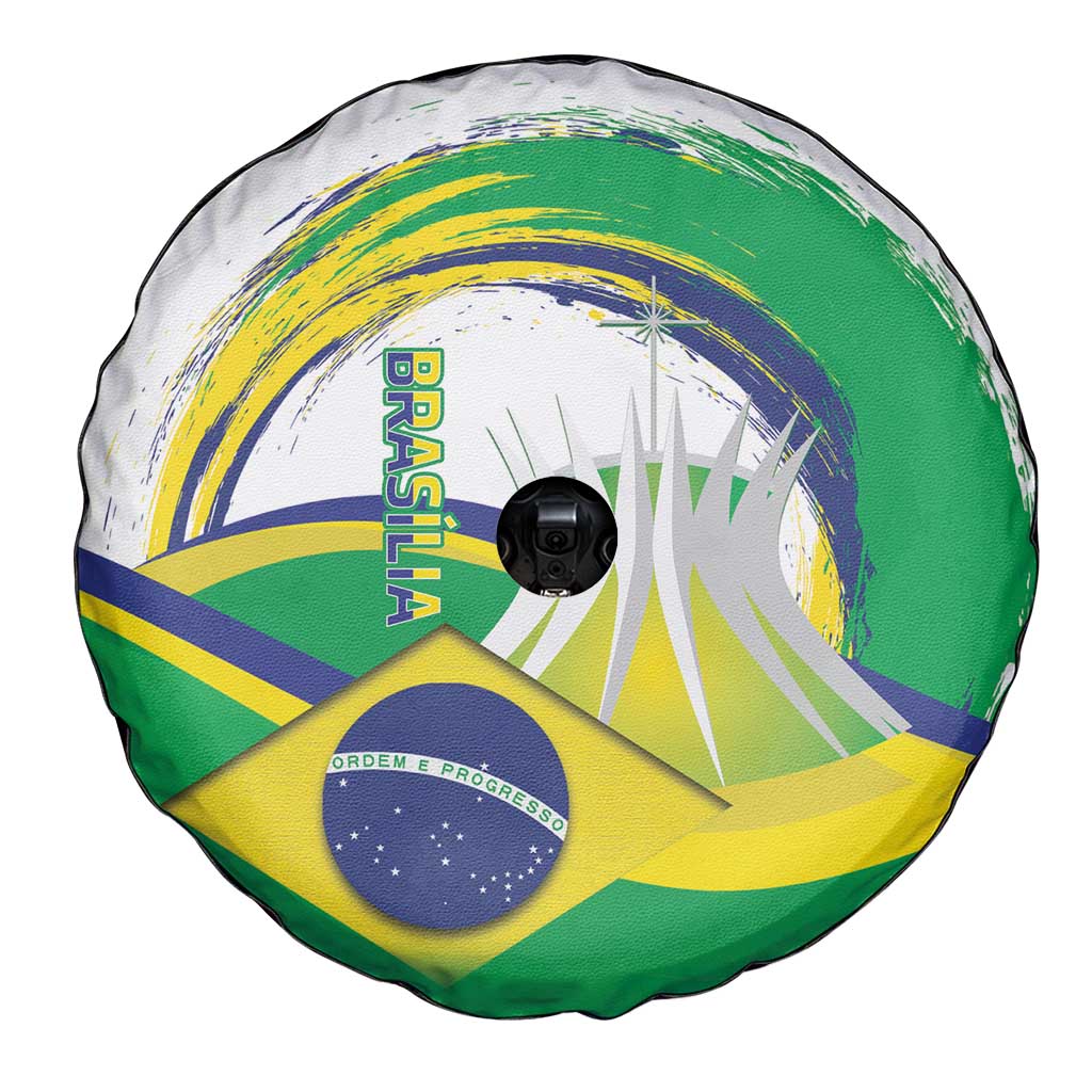 Brasilia Capital Spare Tire Cover Brazil Flag Metropolitan Cathedral - Wonder Print Shop