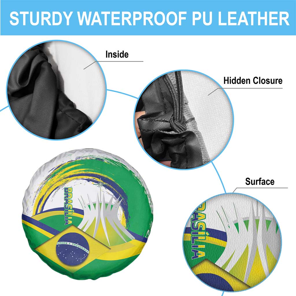 Brasilia Capital Spare Tire Cover Brazil Flag Metropolitan Cathedral - Wonder Print Shop