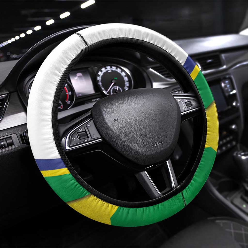 Brasilia Capital Steering Wheel Cover Brazil Flag Metropolitan Cathedral - Wonder Print Shop