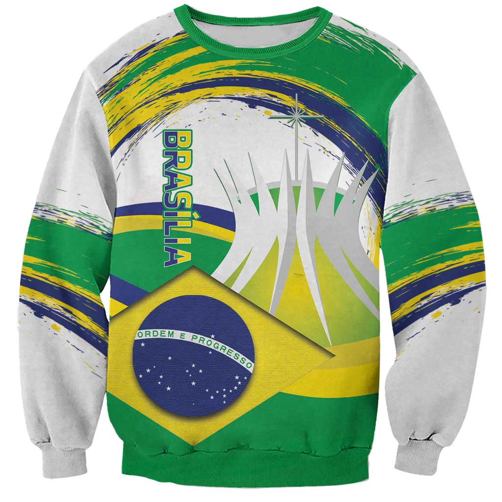 Brasilia Capital Sweatshirt Brazil Flag Metropolitan Cathedral - Wonder Print Shop