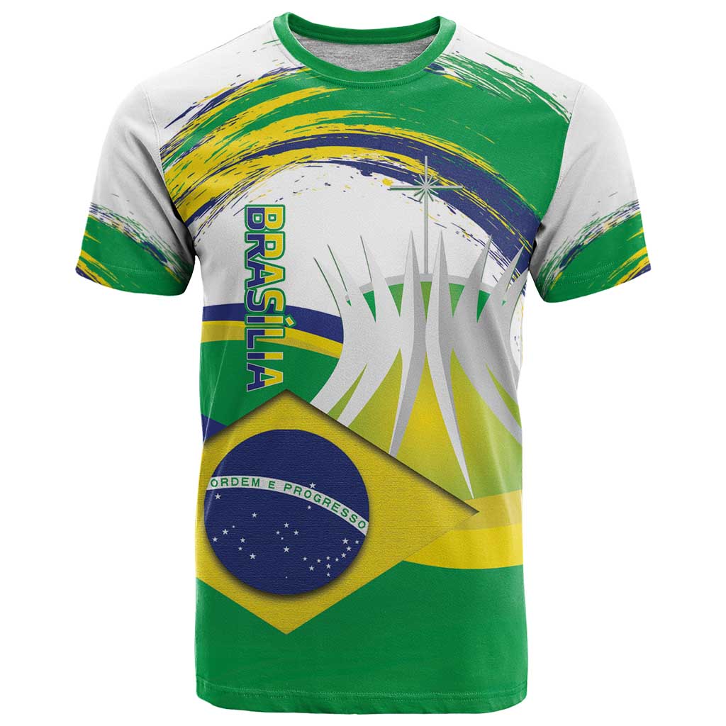 Brasilia Capital T Shirt Brazil Flag Metropolitan Cathedral - Wonder Print Shop