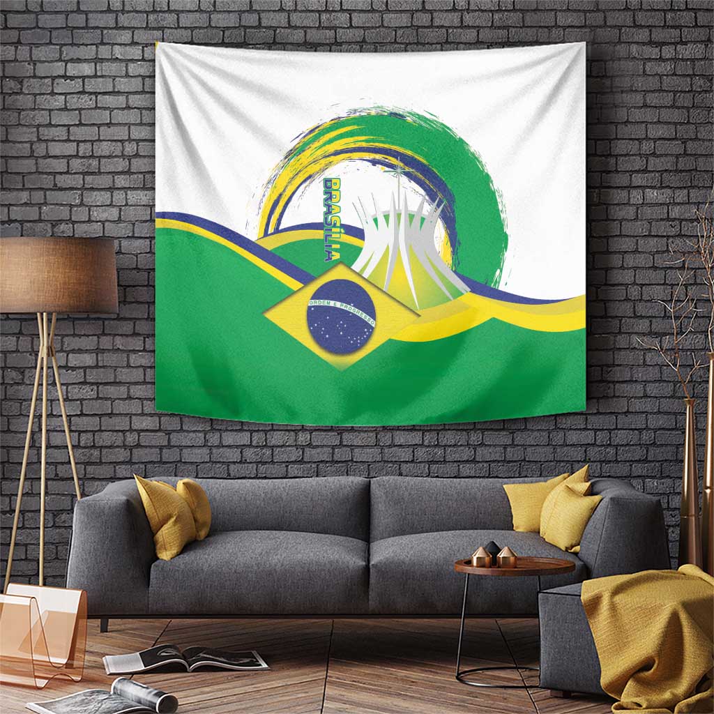 Brasilia Capital Tapestry Brazil Flag Metropolitan Cathedral - Wonder Print Shop