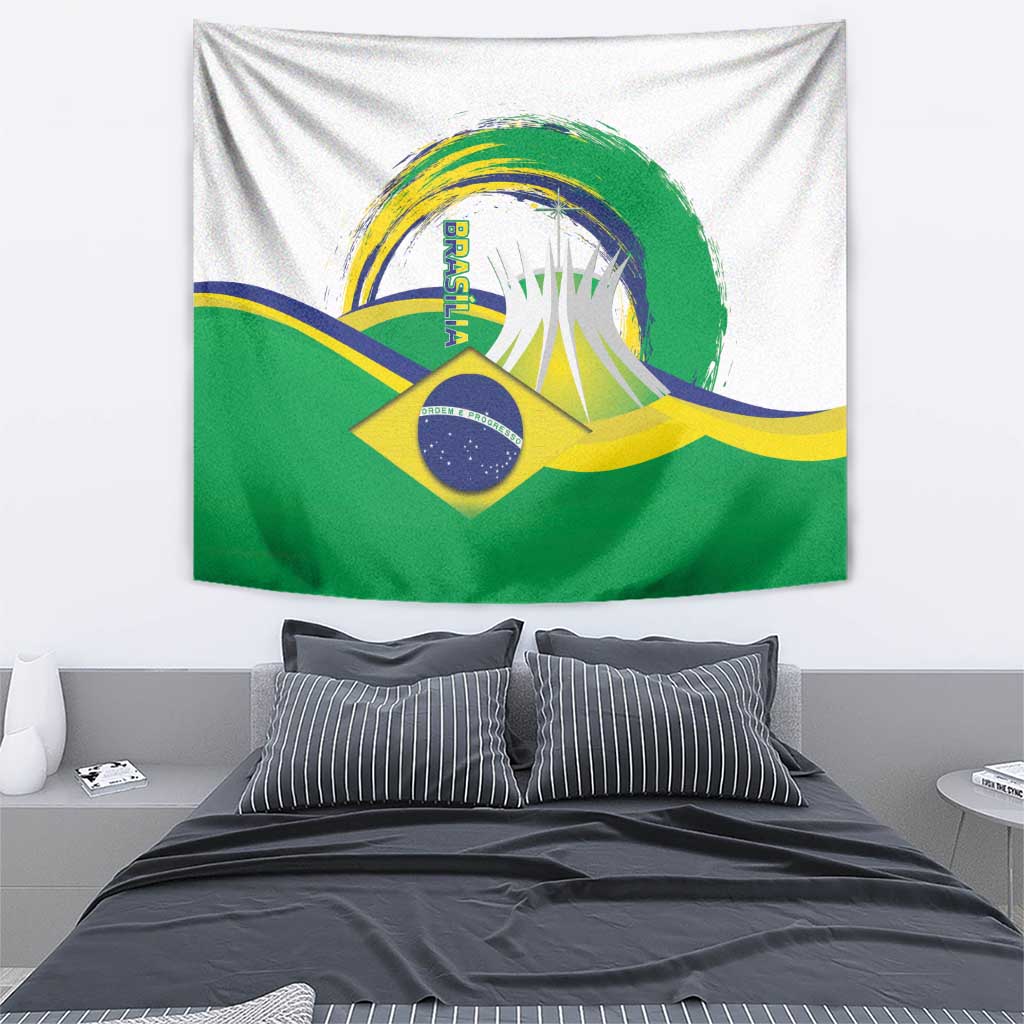 Brasilia Capital Tapestry Brazil Flag Metropolitan Cathedral - Wonder Print Shop