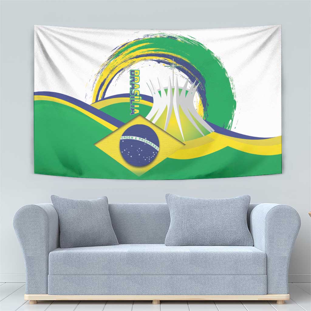 Brasilia Capital Tapestry Brazil Flag Metropolitan Cathedral - Wonder Print Shop