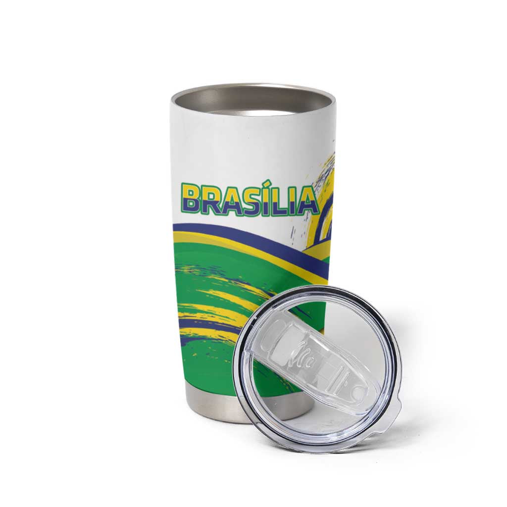 Brasilia Capital Tumbler Cup Brazil Flag Metropolitan Cathedral - Wonder Print Shop