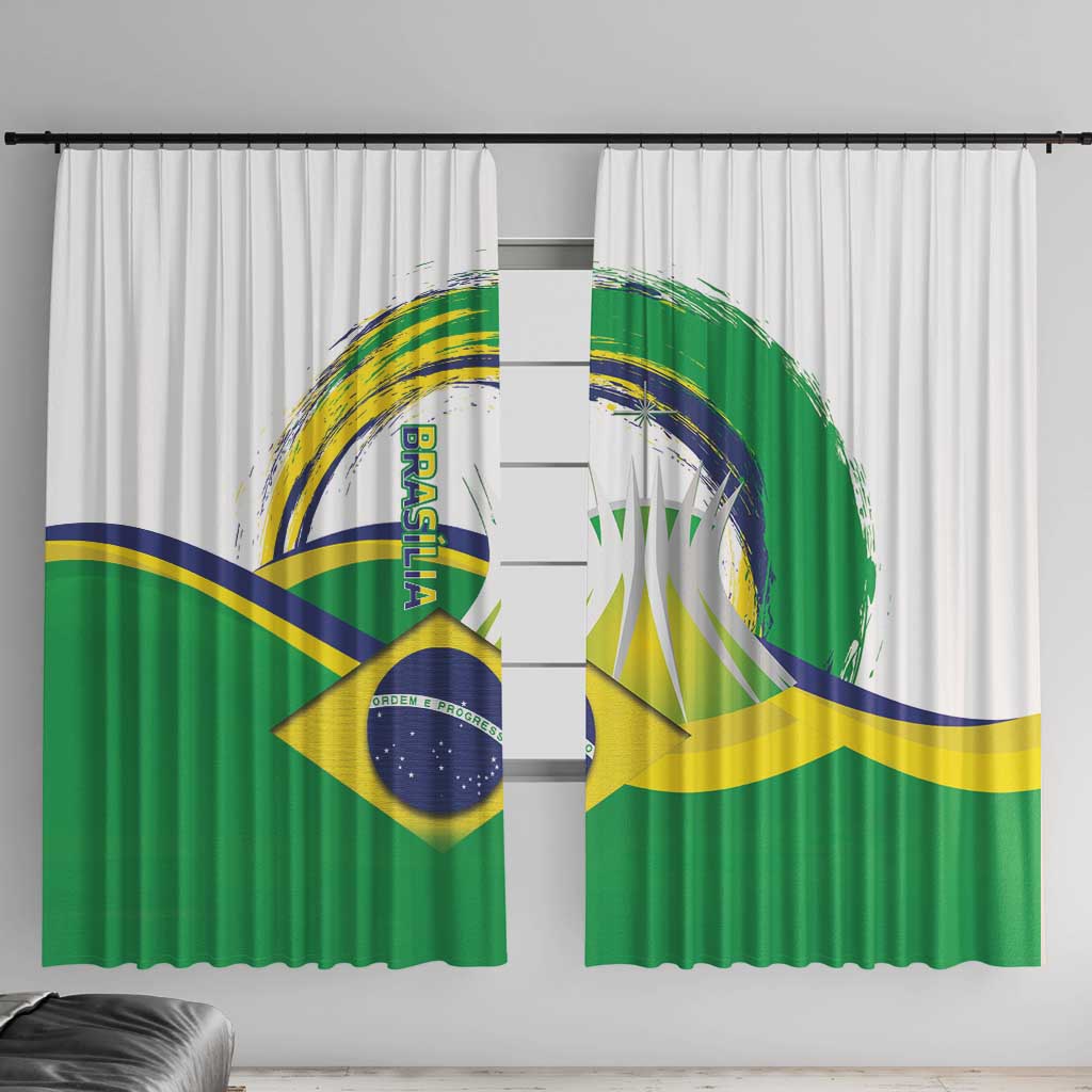 Brasilia Capital Window Curtain Brazil Flag Metropolitan Cathedral - Wonder Print Shop